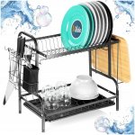 Odkapávač na nádobí kovový černý 2-patrový 52x24,5x40 cm – Hledejceny.cz