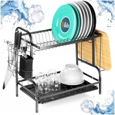 Odkapávač na nádobí kovový černý 2-patrový 52x24,5x40 cm – Hledejceny.cz