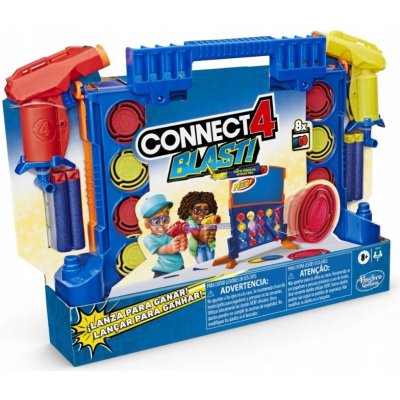 Connect 4 Blast! hra; Běží na Nerf; Zahrnuje Nerf Blasters a Nerf Foam Darts; Hra pro děti od 8 let Hasbro – Zboží Mobilmania