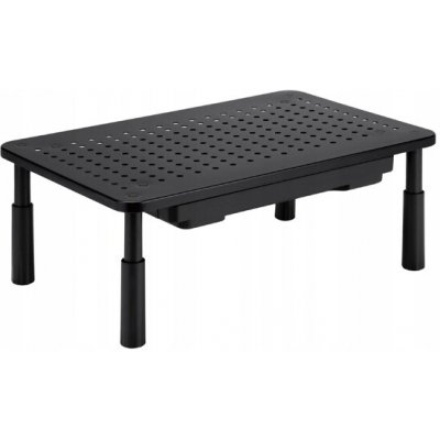 Powerton Podstavec pod monitor nastavitelná výška, větrací otvory, se zásuvkou černý ocel-plast – Sleviste.cz