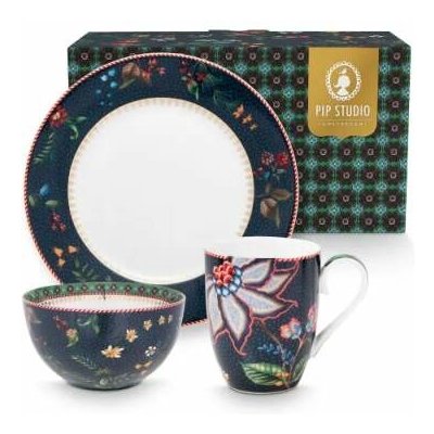 Pip Studio porcelánová sada Berry Blues snídaňová, 3 dílná – Zboží Dáma