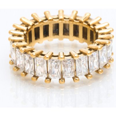 franco bene Pozlacený Crystal prsten bílý | 1574 1574 7 – Hledejceny.cz