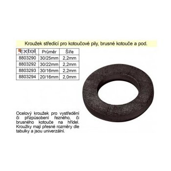 EXTOL PREMIUM kroužek vkládací 30x25x2,2mm 8803290