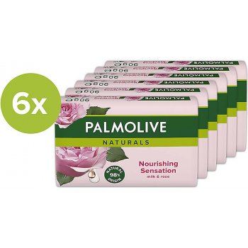 Palmolive Naturals Nourishing Sensation tuhé mýdlo Milk & Rose 6 x 90 g