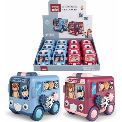 Teddies Autobus policejní plast 7x8cm na setrvačník 2 barvy