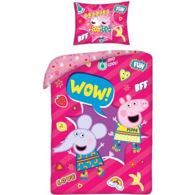 Halantex bavlna povlečení Prasátko Peppa Pig wow VAK 140x200 70x90 – Zbozi.Blesk.cz