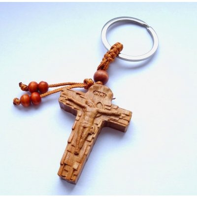 Přívěsek na klíče Blingstar Dřevěný Ježíš Kříž Wood 2267