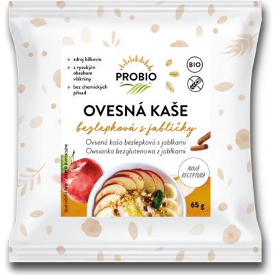 PROBIO BIO Kaše ovesná s jablíčky bezlepková jednoporcová PRO BIO 65 g – Zbozi.Blesk.cz