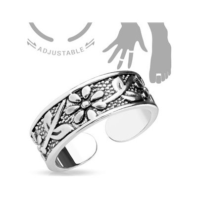 Šperky4U prsten na nohu s květinovým motivem PNB1008 – Zboží Mobilmania