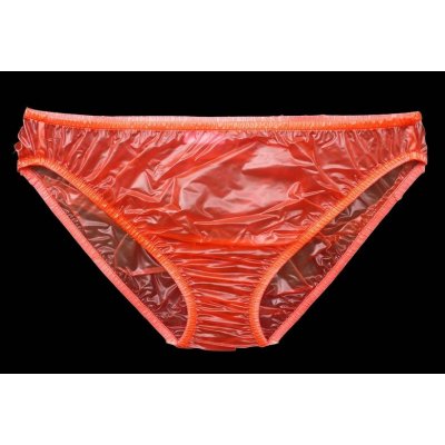 PVC kalhotky bikini M červené průhledné