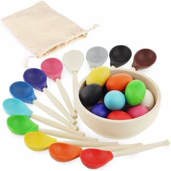 Montessori dřevěná hračka "Eggs and spoons"