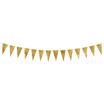 PartyDeco GIRLANDA vlaječková slavnostní zlatá 215cm