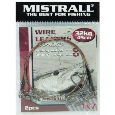 MISTRALL Ocelové lanko Power 1x7 45cm 32kg 2ks – Sleviste.cz