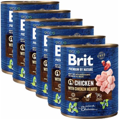 Konzerva Brit premium by Nature Chicken & Hearts 6 x 800 g