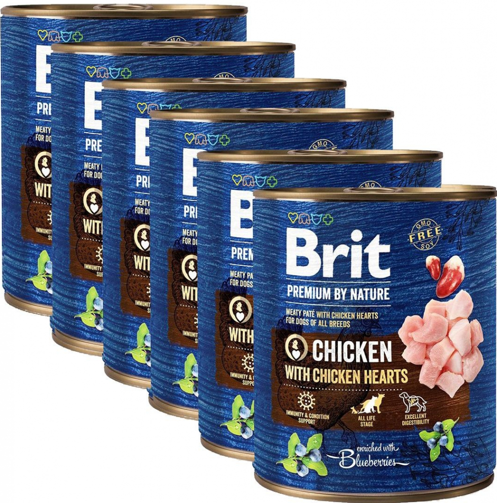 Brit Premium by Nature Dog Chicken With Chicken Hearts 6 x 800 g