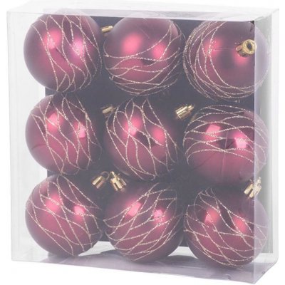 MagicHome Strend Pro Gule 9 ks bordové matné s dekoráciou na vianočný stromček 6 cm – Sleviste.cz