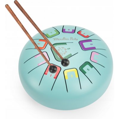 Moulin Roty Tambu jazykový buben PUCE & PILOU velký světle zelený – Zboží Dáma