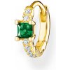 Náušnice Thomas Sabo kusová náušnice Green stone with white stones gold CR691-971-7