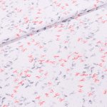 Bavlněné plátno 203000/250, červené a šedé lístky na bílé, š.160cm (látka v metráži) – Zboží Mobilmania