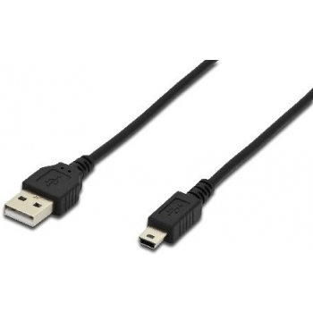 Digitus AK-300108-018-S USB USB A samec na B-mini 5pin samec, 2x stíněný, 1,8m, černý