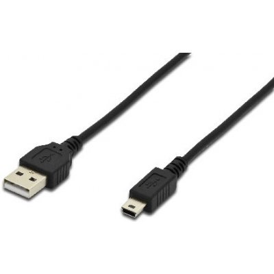 Digitus AK-300108-018-S USB USB A samec na B-mini 5pin samec, 2x stíněný, 1,8m, černý – Zboží Mobilmania