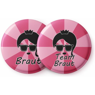 Spielehelden Odznaky Braut Vintage pink pro rozlučku se svobodou 12 odznaků 5,6 cm extra velký dárek pro rozlučku se svobodou (AMZBUTA029)