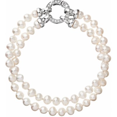 Evolution Group perlový dvouřadý z pravých říčních perel bílý 23013.1