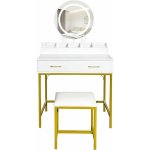Aga toaletní stolek se zrcadlem a osvětlením matný bílý MRDT24 – Hledejceny.cz