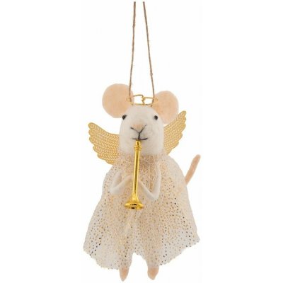Sass & Belle Angel Mouse Playing the Trumpet vánoční ozdoba béžová – Hledejceny.cz