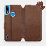 Pouzdro Mobiwear Luxusní kožené flip Motorola Moto E7i Power - Hnědé - L_BRS hnědé Leather – Zboží Mobilmania