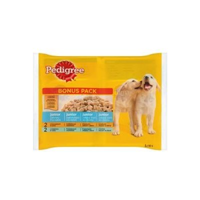 Pedigree dog JUNIOR Multipack kura&ryža v želé hovädzie&ryža v želé 4 x 100 g