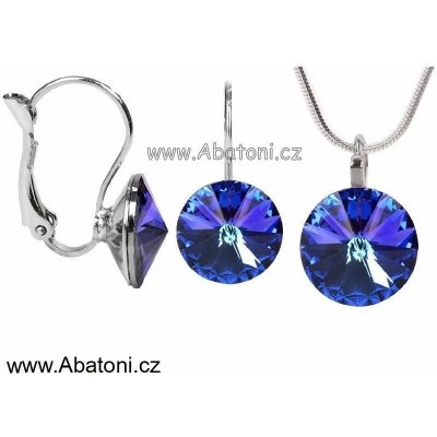 Swarovski Elements Rivoli vlepený krystal Stříbrná sada náušnice a přívěsek s řetízkem fialovo modré kulaté 39352.3 Heliotrope – Zboží Dáma Swarovski Elements Rivoli vlepený krystal Stříbrná sada náušnice a přívěsek s řetízkem fialovo modré kulaté 39352.3 Heliotrope – Zboží Dáma