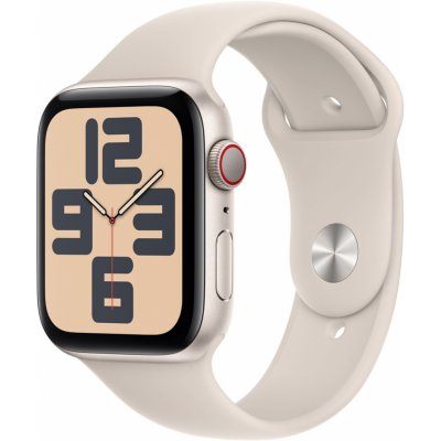 Apple Watch SE (2023) GPS + Cellular 44mm hvězdně bílé hliníkové pouzdro s hvězdně bílým sportovním řemínkem - S/M