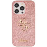 Guess Fixed Glitter 4G Metal Logo třpytivý iPhone 15 Pro - růžové
