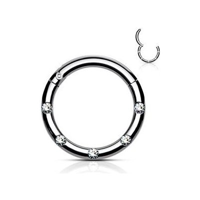 Šperky4U piercing kruh segment čiré kameny K01058-ST – Zboží Dáma