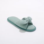 Blancheporte ploché pantofle s jednobarevnou mašlí a otevřenou špičkou zelená – Zboží Mobilmania