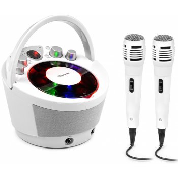 Auna SingSing BT karaoke systém 2 x mikrofon CD přehrávač BT LED světelný efekt přenosný BB2 SingSing BT Weiß