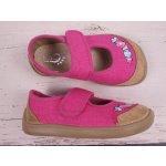 bar3foot 3F bačkory plátěnky 3BE2/12R super flexi růžové s výšivkou barefoot suchý zip – Zboží Dáma