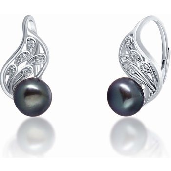 JwL Luxury Pearls stříbrné s pravou černou perlou JL0674