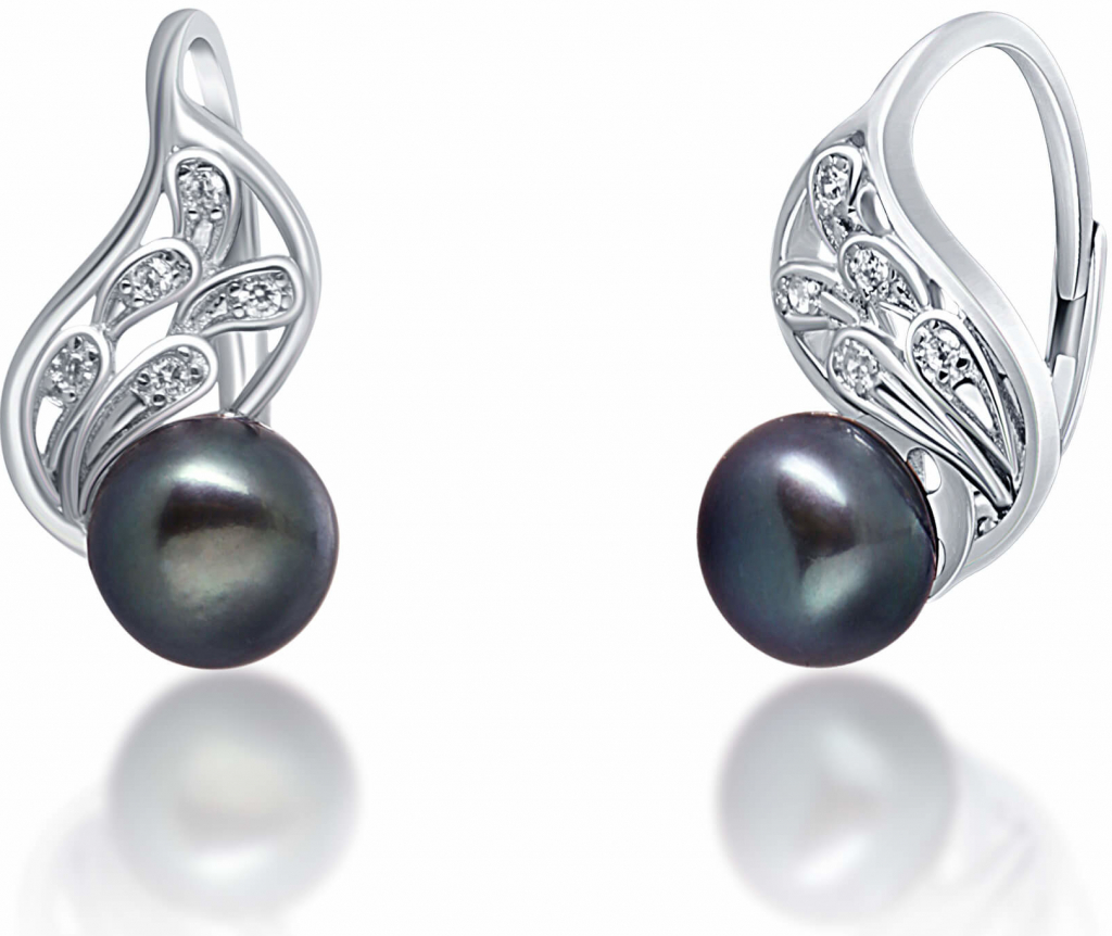 JwL Luxury Pearls stříbrné s pravou černou perlou JL0674