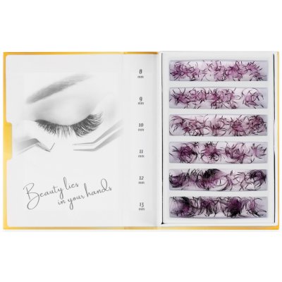 Luxury Lashes 6D řasy OMBRE Zakřivení umělých řas: CC, Délka umělých řas: Mix délek 8-13 mm, Ombre: Fialové – Zboží Mobilmania