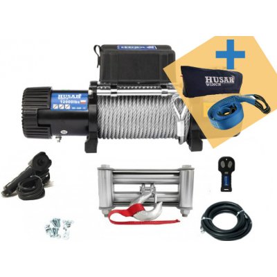 HUSARWINCH Naviják Husar Winch BST 12000, 12V, Ocelové lano + popruh + pouzdro | Zboží Auto