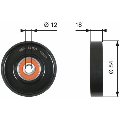 Napínací kladka, žebrovaný klínový řemen GATES T39177 – Zboží Mobilmania