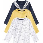 lupilu Dětské triko s dlouhými rukávy BIO, 3 kusy (50/56, bílá/žlutá/námořnická modrá) – Zboží Mobilmania