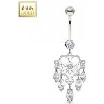 Šperky4U zlatý visací piercing do pupíku ZL01084-WG – Zboží Dáma