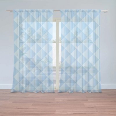 Sablio Záclony Modré obrácené pyramidy: 2ks 150x250cm – Hledejceny.cz