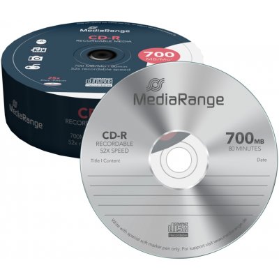 MediaRange CD-R 700MB 52x, spindle, 25ks (MR201) – Hledejceny.cz