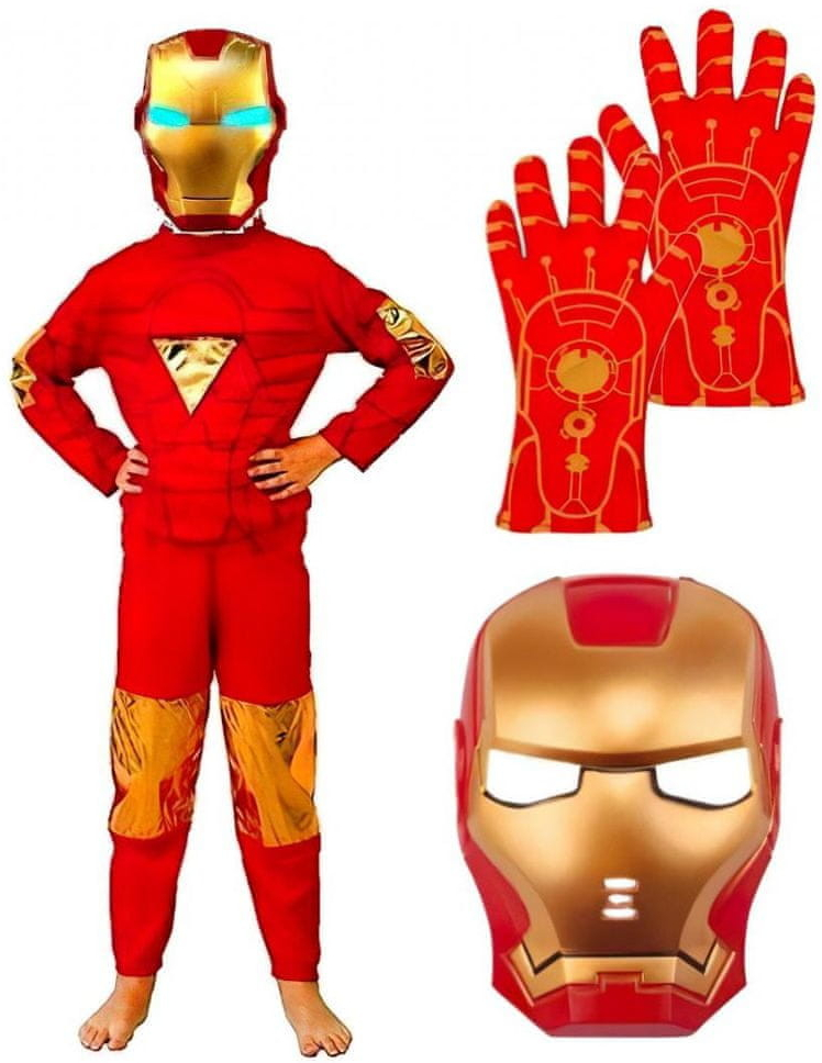 bHome Iron man s maskou a rukavicemi