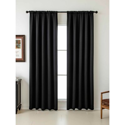MKLuzkoviny.cz Blackout závěsy Elias černá – 140 × 160 cm (2 ks) - řasící stuha – Zboží Dáma