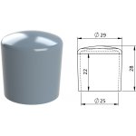Vnější krytka PVC ø 29 x 28 mm, otvor 25 x 22 mm, šedá